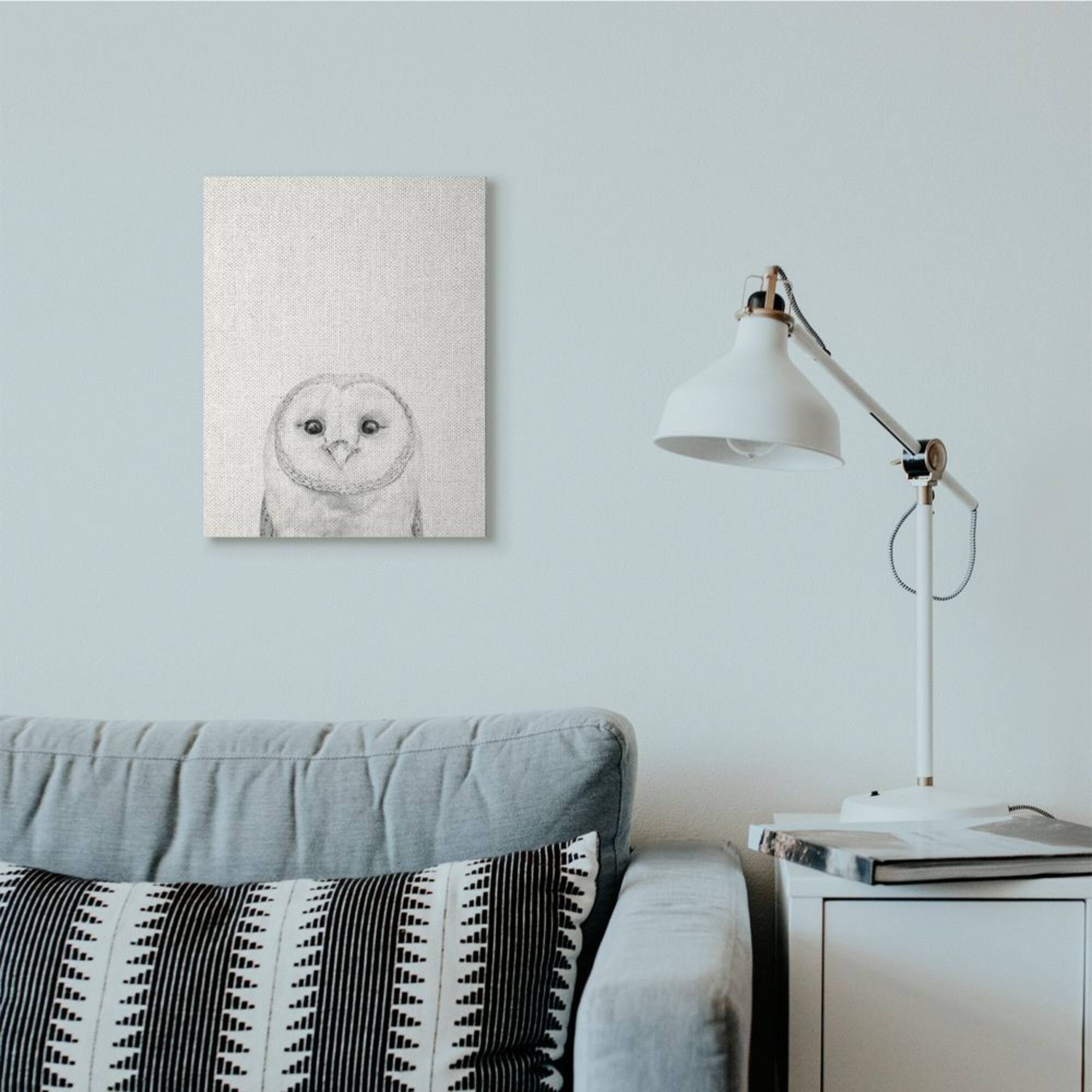 Stupell Industries Owl Portrait Grey Drawing Design Canvas Wall Art